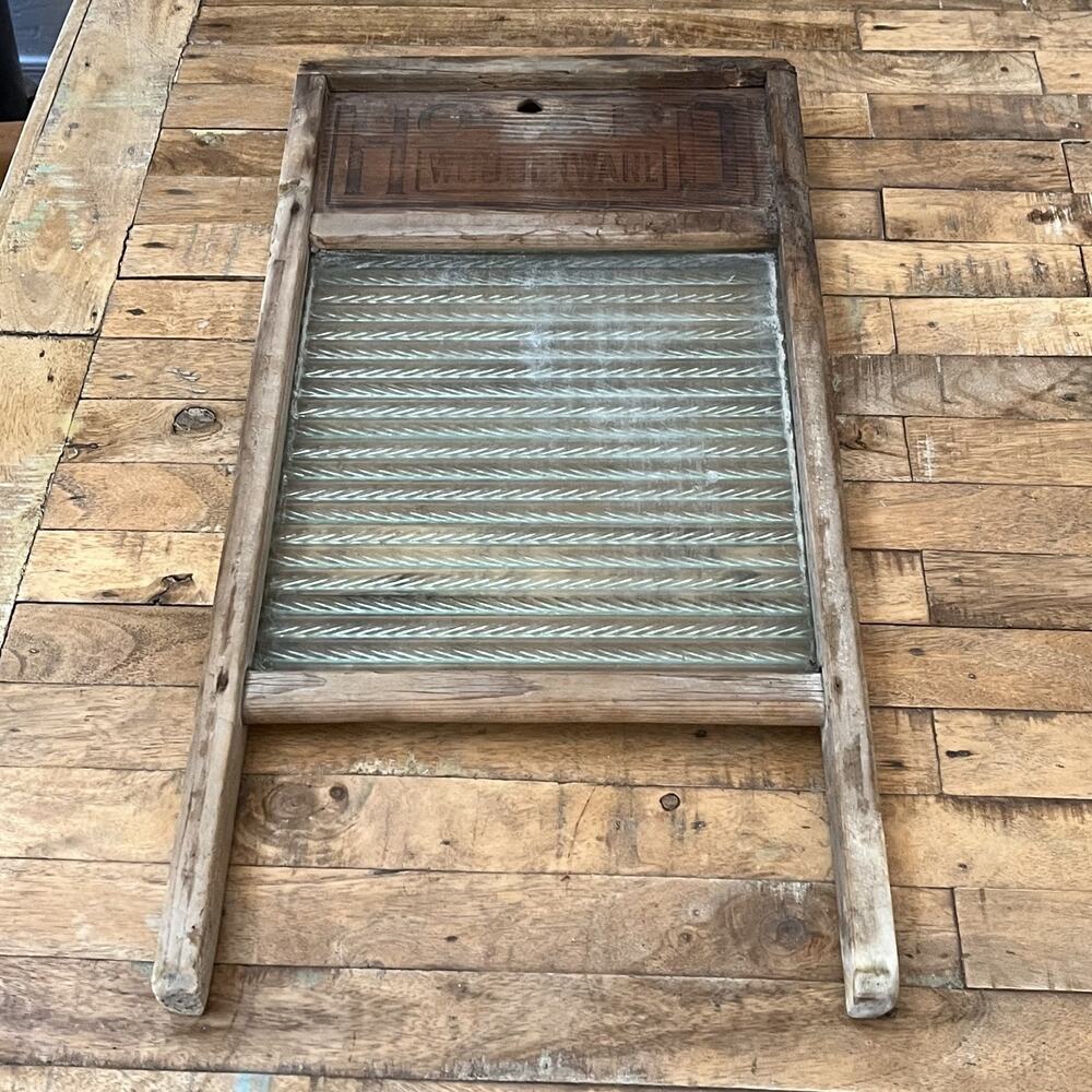 Howard Woodenware Washboard 24" Glass Scrubbing Surface Hand Washing Laundry
